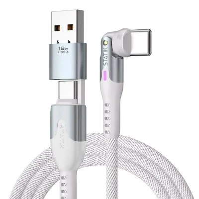 Statik Powerpivot Pro 100W Nylon Braided C-C Cable 90cm - White